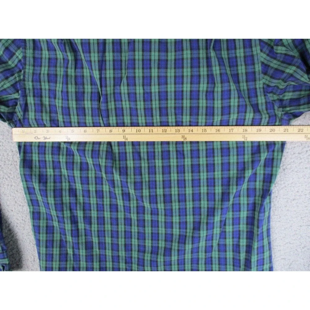 J. Crew Shirt‎ Mens Medium Blue Green Plaid Slim Fit Button Down Long Sleeve